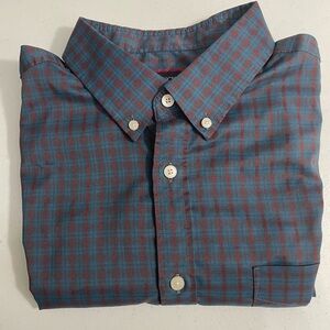 Untuckit Men's Blue and Red Checkered Shirt Size XL Cb-